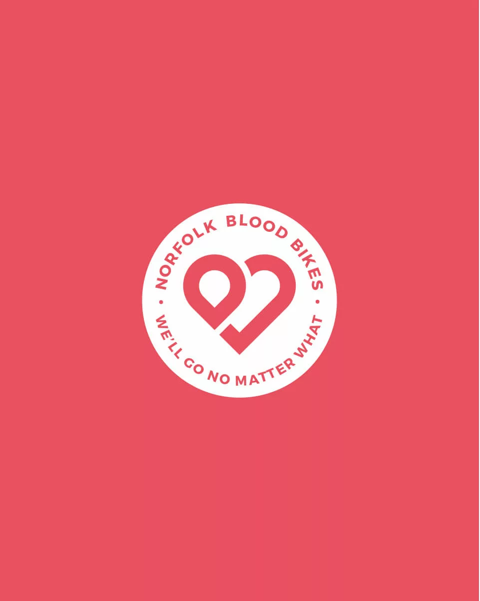 The blood bikes logo displayed on a red background