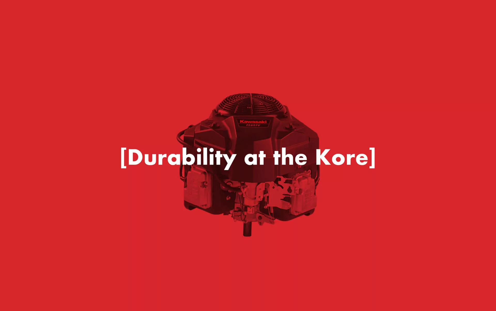 A Kawasaki engine displayed on a red background with text from the campaign over the top