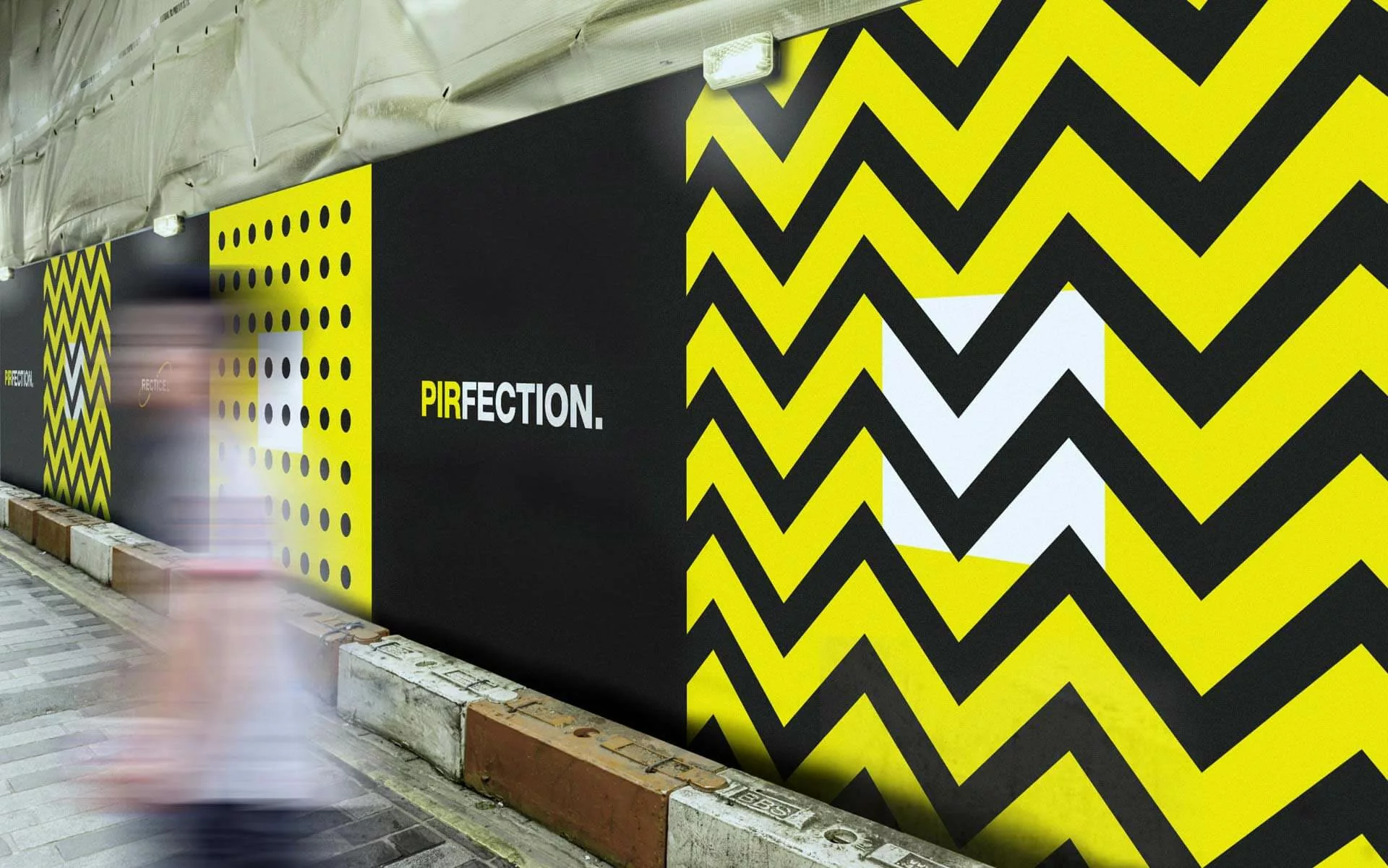 A large recticel graphic covering an entire wall in a high traffic area
