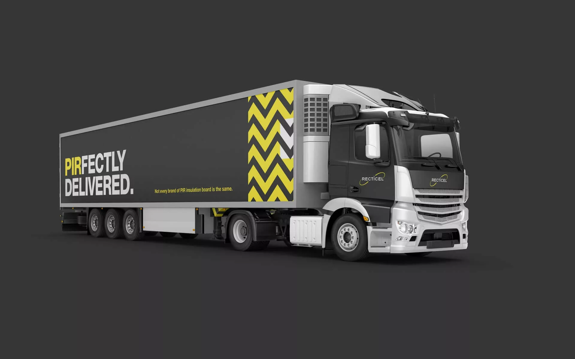 A mockup of a branded Recticel HGV