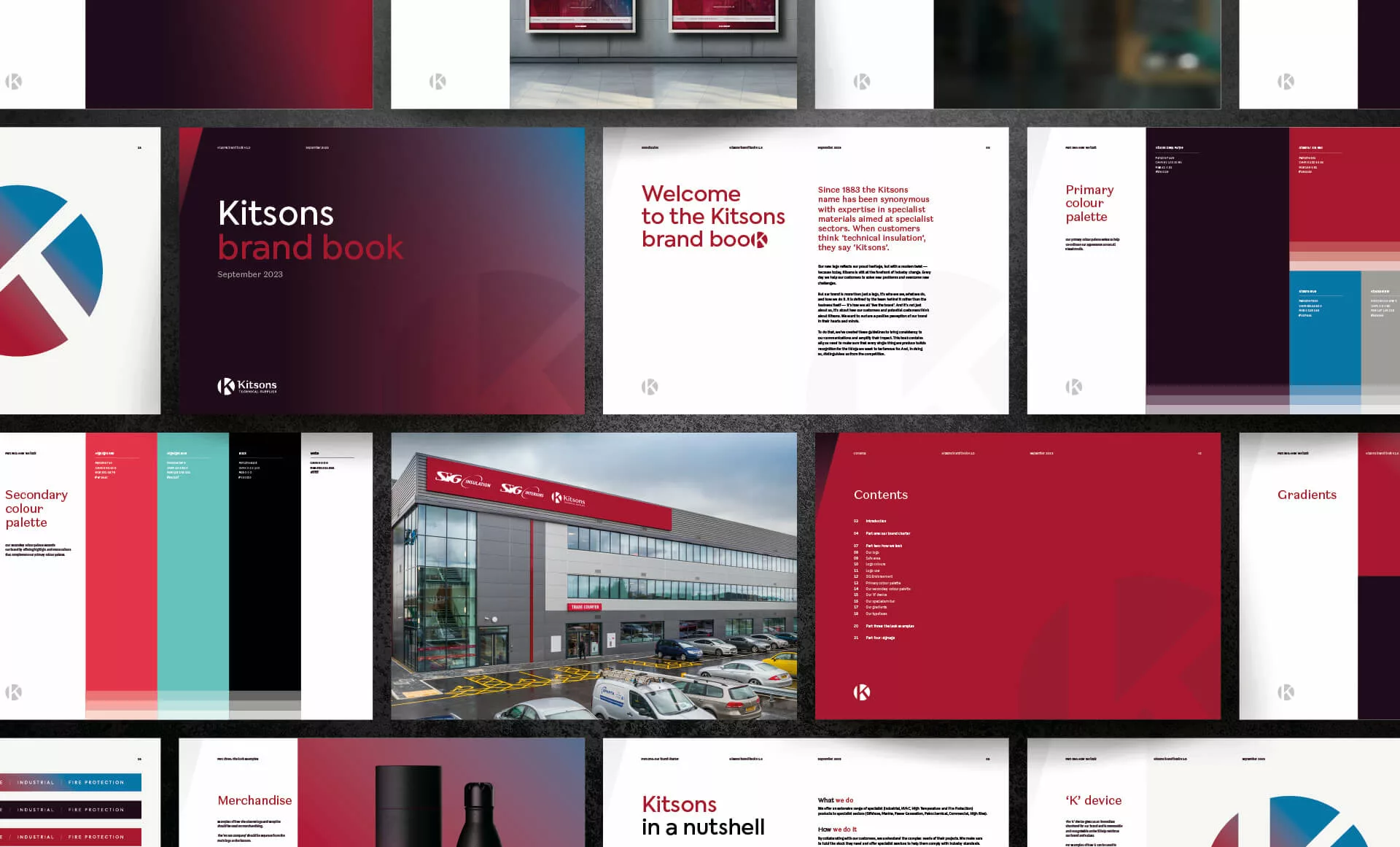 A variety of images showing the brand guidelines for Kitsons