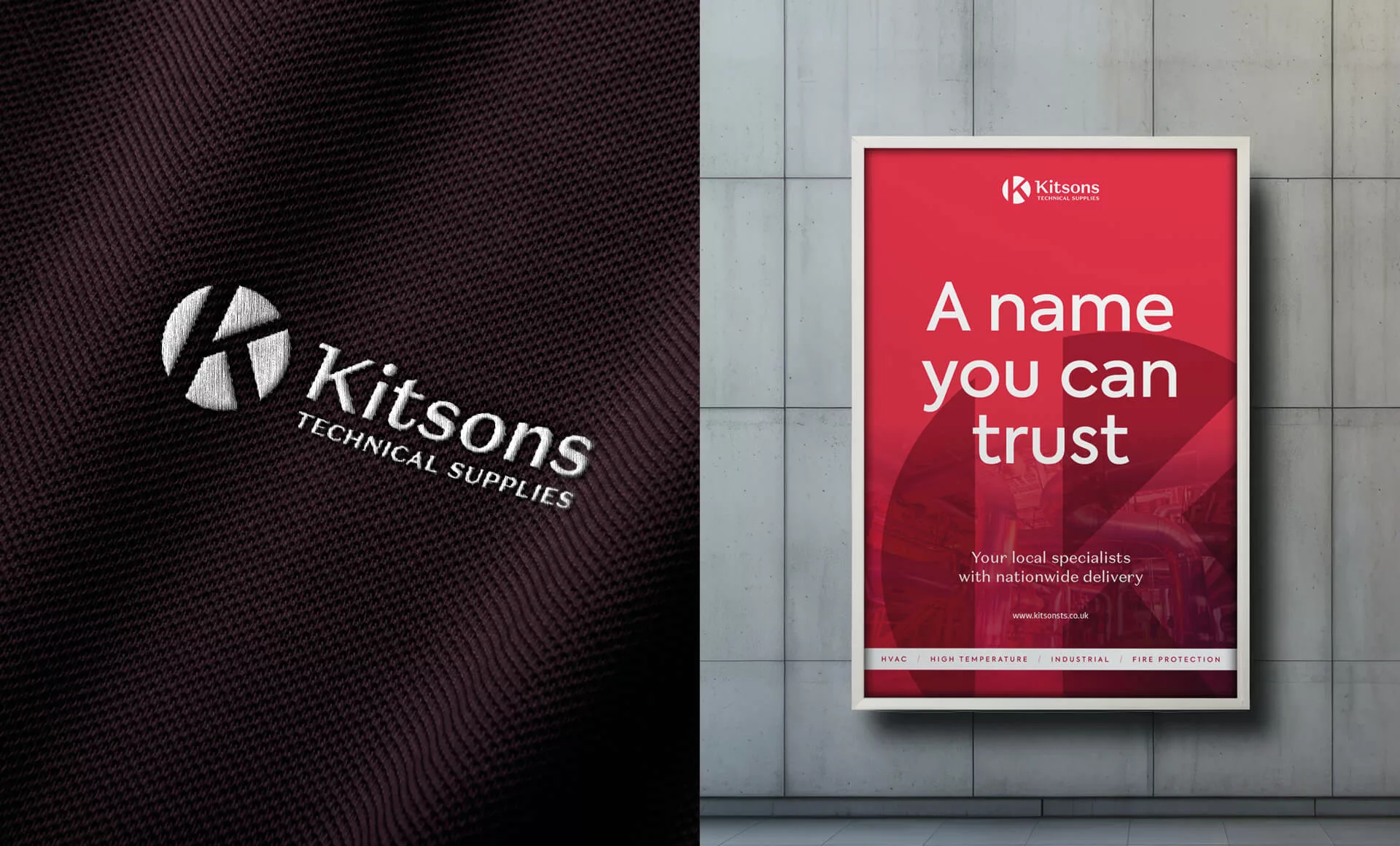 Kitsons branding on a piece of clothing alongside a framed poster