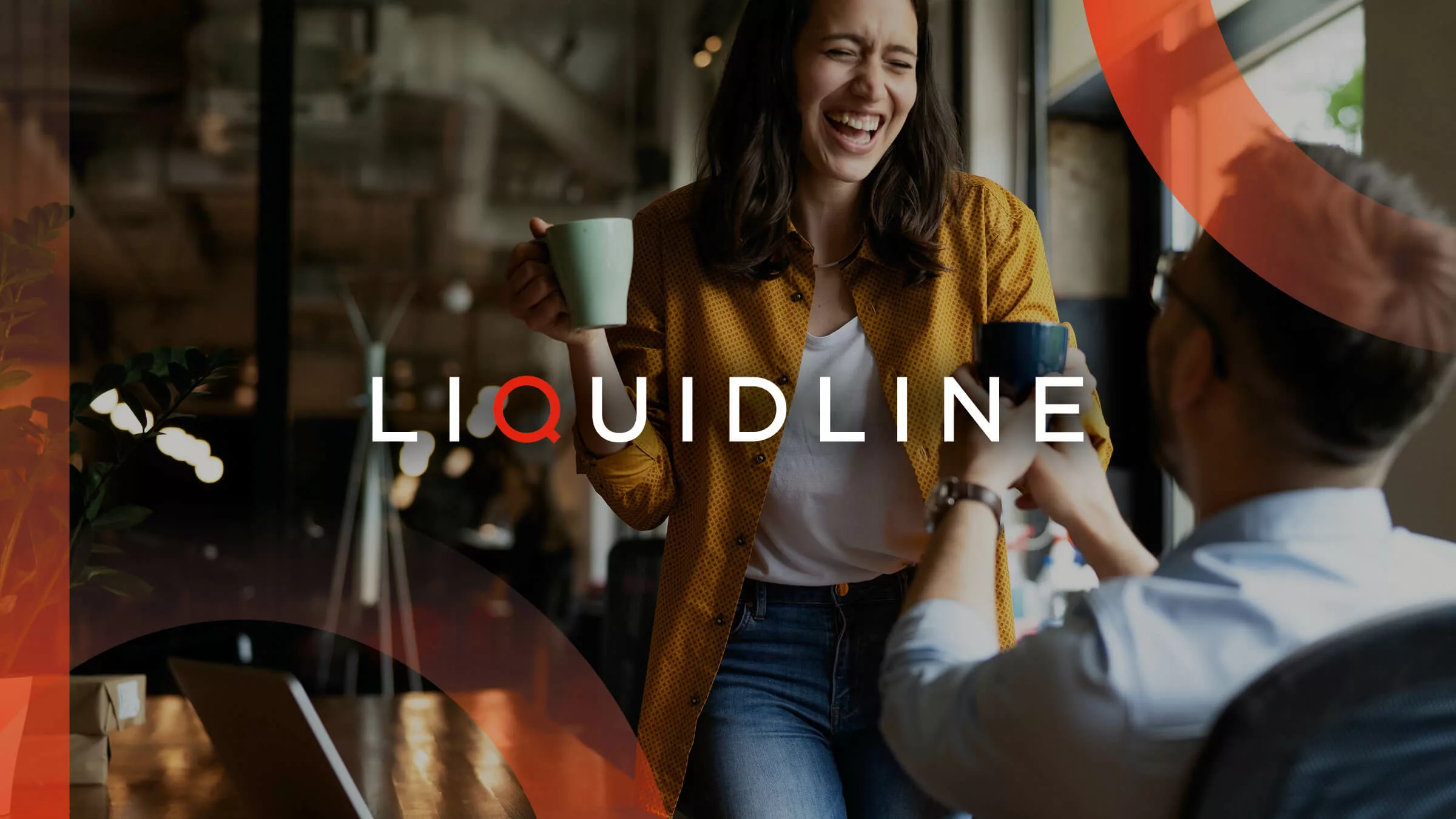 Header image showing a woman laughing in the background with the Liquidline logo over the top