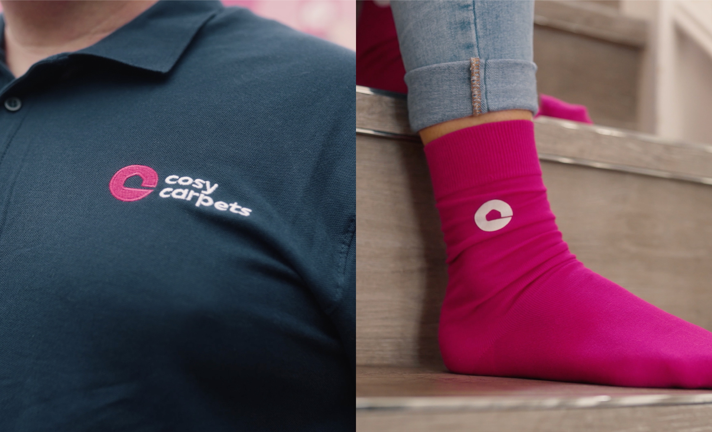 Cosy carpets polo shirt and pink socks